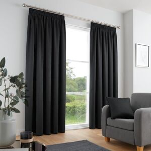 Fusion Black Pencil Pleat Curtains W90 X L72 (229x183cm) – 2 Panels – 100% Fusion Black Pencil Pleat Curtains W90 X L72 (229x183cm) – 2 Panels – 100%