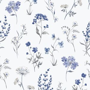 1901-1 - Spring Blossom Floral White Blue Galerie Wallpaper 1901-1 - Spring Blossom Floral White Blue Galerie Wallpaper