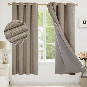 Deconovo Total Blackout Curtains With Coating Back Layer, Thermal Faux Linen Th Deconovo Total Blackout Curtains With Coating Back Layer, Thermal Faux Linen Th