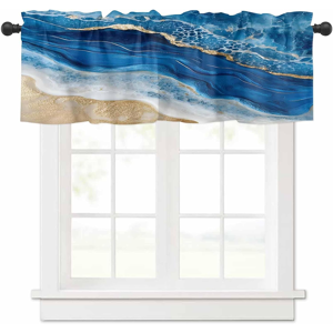 Does Not Apply Valance Curtain Blue Ocean Waves Kitchen Curtain For Window Abstract Rod Pocket Does Not Apply Valance Curtain Blue Ocean Waves Kitchen Curtain For Window Abstract Rod Pocket