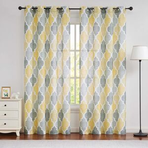 Beauoop Yellow Sheer Curtains For Living Room 90 Inch Drop Voile Curtains For B Beauoop Yellow Sheer Curtains For Living Room 90 Inch Drop Voile Curtains For B