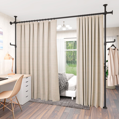 Branded Room Divider Curtain Rod No Drilling, 4-10ft (W) X 4-10ft (H) Room Parti Branded Room Divider Curtain Rod No Drilling, 4-10ft (W) X 4-10ft (H) Room Parti