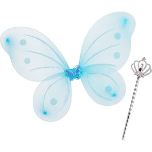 Relaxdays 10x Fairy Set Costume Children Fairy Wings Magic Wand Kids Blue Relaxdays 10x Fairy Set Costume Children Fairy Wings Magic Wand Kids Blue