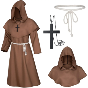 Does Not Apply Medieval Monk Hood Cloak Sorcerer Priest Costumes Halloween Robe Wizard Knight C Does Not Apply Medieval Monk Hood Cloak Sorcerer Priest Costumes Halloween Robe Wizard Knight C