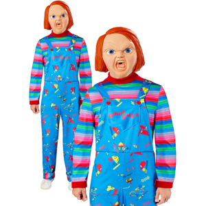 Rubies Chucky Costume Official Adults Halloween Fancy Dress Outfit Dungarees + Mask Rubies Chucky Costume Official Adults Halloween Fancy Dress Outfit Dungarees + Mask