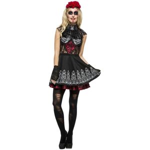 Fever Womens/ladies Day Of The Dead Costume Set / 8 Uk - 10 Uk Black Sm2614 Fever Womens/ladies Day Of The Dead Costume Set / 8 Uk - 10 Uk Black Sm2614