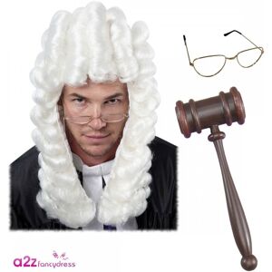 Adult Deluxe Judge Wig + Specs + Plastic Gavel Barrister Stag Party Fancy Dress Adult Deluxe Judge Wig + Specs + Plastic Gavel Barrister Stag Party Fancy Dress