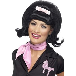 Smiffys 50'S Flicked Beehive Bob With Ribbon Bow - Black Smiffys 50'S Flicked Beehive Bob With Ribbon Bow - Black