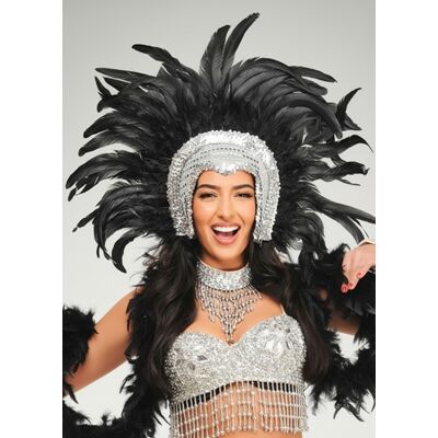 Boland Deluxe Carnival Silver Showgirl Feather Headpiece - Costume Accessory Boland Deluxe Carnival Silver Showgirl Feather Headpiece - Costume Accessory