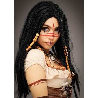 Smiffys Halloween Long Black Voodoo Witch Doctor Deluxe Gothic Cosplay Wig With Beads Smiffys Halloween Long Black Voodoo Witch Doctor Deluxe Gothic Cosplay Wig With Beads