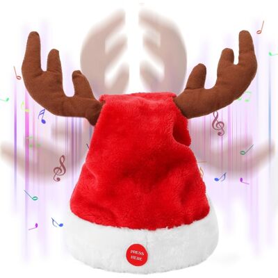 Sdenow Interactive Dancing Musical Santa Hats With Swinging Reindeer Antlers, F Sdenow Interactive Dancing Musical Santa Hats With Swinging Reindeer Antlers, F