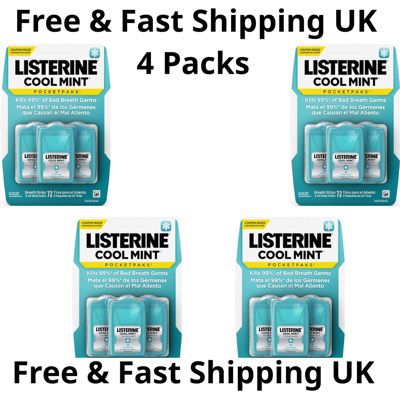 Listerine Cool Mint Pocketpaks 72 Breath Strips Uk Seller 4 Packs Listerine Cool Mint Pocketpaks 72 Breath Strips Uk Seller 4 Packs