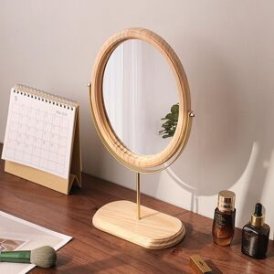 Hosoncovy Wooden Desktop Mirror With Stand Vanity Mirror Makeup Mirror Oval Base Tabletop Hosoncovy Wooden Desktop Mirror With Stand Vanity Mirror Makeup Mirror Oval Base Tabletop
