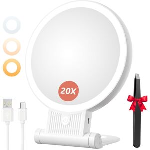 Auxmir 20x Magnifying Mirror, Double Sided 1x /20x Makeup Mirror With Light, Fo Auxmir 20x Magnifying Mirror, Double Sided 1x /20x Makeup Mirror With Light, Fo