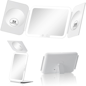 Does Not Apply Tri-Fold Travel Lighted Makeup Mirror, 5000mah Rechargeable Light Up Magnifying Does Not Apply Tri-Fold Travel Lighted Makeup Mirror, 5000mah Rechargeable Light Up Magnifying