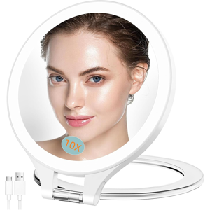 Does Not Apply Magnifying Mirror With Light 10x/1x, Double Sided Rechargeable Travel Mirror Wit Does Not Apply Magnifying Mirror With Light 10x/1x, Double Sided Rechargeable Travel Mirror Wit