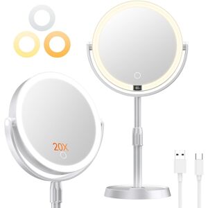 Gospire 8” Lighted Makeup Mirror With Lights And Magnification, 20x Magnifyin Gospire 8” Lighted Makeup Mirror With Lights And Magnification, 20x Magnifyin