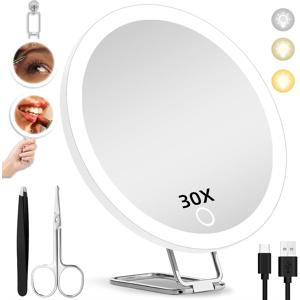 Does Not Apply 30x Magnifying Mirror With Lights, Large 6'' Makeup Magnifying Mirror, Lighted 3 Does Not Apply 30x Magnifying Mirror With Lights, Large 6'' Makeup Magnifying Mirror, Lighted 3