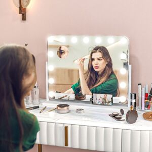 Homcom Hollywood Vanity Mirror With 3 Colour Led, Magnifier, Usb Port, Touch Screen Homcom Hollywood Vanity Mirror With 3 Colour Led, Magnifier, Usb Port, Touch Screen