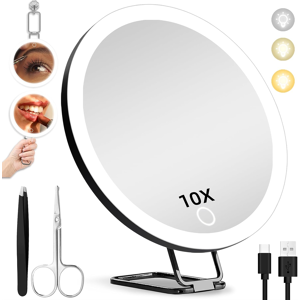 Hmggoofa 10x Magnifying Mirror With Lights, Large 10x Makeup Magnifying Mirror, Lighted 1 Hmggoofa 10x Magnifying Mirror With Lights, Large 10x Makeup Magnifying Mirror, Lighted 1