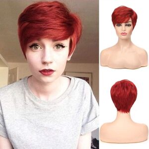Qnbiar Short Red Wigs For Women Layered Natural Synthetic Heat Resistant Halloween Cos Qnbiar Short Red Wigs For Women Layered Natural Synthetic Heat Resistant Halloween Cos