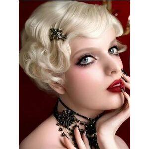 salaibs Blonde 1920s Wigs For Women Finger Wave Wig Short Curly Cosplay Heat Resistant salaibs Blonde 1920s Wigs For Women Finger Wave Wig Short Curly Cosplay Heat Resistant