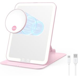 Benbilry Foldable Travel Makeup Mirror With Lights And 20x Magnification, Recha Benbilry Foldable Travel Makeup Mirror With Lights And 20x Magnification, Recha