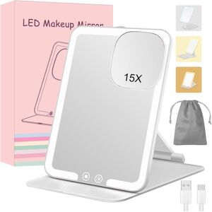 Mkumir Rechargeable Travel Makeup Mirror With 15x Magnifying,Folding Lighted Co Mkumir Rechargeable Travel Makeup Mirror With 15x Magnifying,Folding Lighted Co