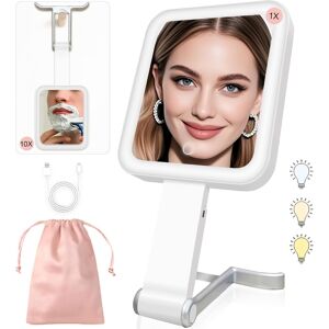 Gesxo Double Sided 10x/1x Magnifying Travel Makeup Mirror, Handheld Compact Mirror Wi Gesxo Double Sided 10x/1x Magnifying Travel Makeup Mirror, Handheld Compact Mirror Wi