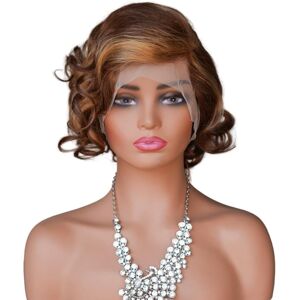 Qiyazai 13x4 Blonde Short Curly Lace Front Wigs Human Hair 180% Density Pixie Wigs For Qiyazai 13x4 Blonde Short Curly Lace Front Wigs Human Hair 180% Density Pixie Wigs For