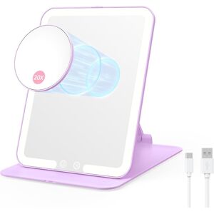 Benbilry Foldable Travel Makeup Mirror With Lights And 20x Magnification, Recha Benbilry Foldable Travel Makeup Mirror With Lights And 20x Magnification, Recha
