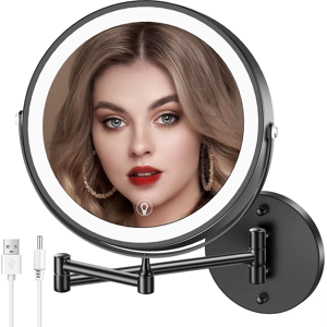 Does Not Apply 8\" Wall Mounted Bathroom Makeup Mirror With 3 Color Light,Double Sided 1x/10x Ma Does Not Apply 8\" Wall Mounted Bathroom Makeup Mirror With 3 Color Light,Double Sided 1x/10x Ma