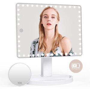Fascinate Large Lighted Makeup Vanity Mirror With 45 Led Lights, Rechargeable Lithium Bat Fascinate Large Lighted Makeup Vanity Mirror With 45 Led Lights, Rechargeable Lithium Bat