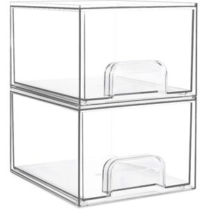 Sodial 2pcs Clear Stackable Storage Drawers,Bathroom Makeup Organizer,Storage Bins1508 Sodial 2pcs Clear Stackable Storage Drawers,Bathroom Makeup Organizer,Storage Bins1508