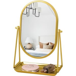 Gosider Table Vanity Mirror Gold Oval Desk Makeup Mirror With Tray 360°adjustable Rota Gosider Table Vanity Mirror Gold Oval Desk Makeup Mirror With Tray 360°adjustable Rota
