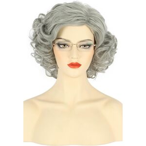 Karlery Old Lady Short Bob Curly Grey Wig Natural Looking Daily Halloween Cospl Karlery Old Lady Short Bob Curly Grey Wig Natural Looking Daily Halloween Cospl