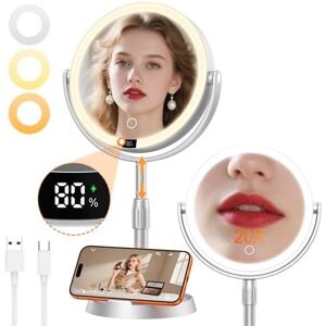 Gospire 8” Lighted Makeup Mirror With Lights And Magnification, 20x Magnifyin Gospire 8” Lighted Makeup Mirror With Lights And Magnification, 20x Magnifyin