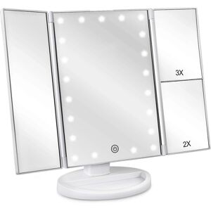 Deweisn Tri-Fold Lighted Vanity Makeup Mirror With 3x/2x/1x Magnification , 21 Deweisn Tri-Fold Lighted Vanity Makeup Mirror With 3x/2x/1x Magnification , 21
