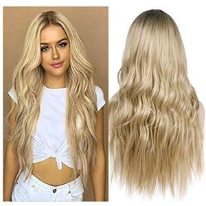 Colorfulpanda Ombre Blonde Wig With Dark Roots Natural Wavy Long Curly Synthetic Colorfulpanda Ombre Blonde Wig With Dark Roots Natural Wavy Long Curly Synthetic