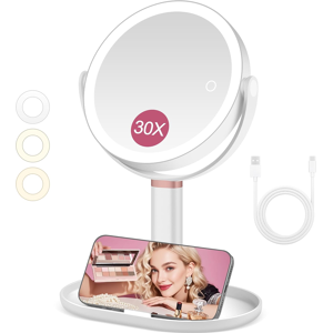 Does Not Apply 20cm Magnifying Mirror With Light 30x/1x Double Sided, Lighted Makeup Mirror Wit Does Not Apply 20cm Magnifying Mirror With Light 30x/1x Double Sided, Lighted Makeup Mirror Wit
