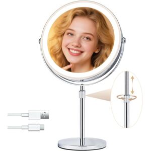 Witfamily 9” Large Lighted Makeup Mirror With 10x/1x Magnification, 360° Rotation Rech Witfamily 9” Large Lighted Makeup Mirror With 10x/1x Magnification, 360° Rotation Rech