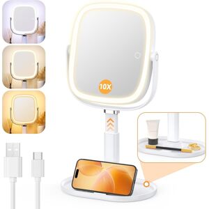 Gospire Lighted Makeup Mirror With Lights And Magnification 1x/10x, Tray Base A Gospire Lighted Makeup Mirror With Lights And Magnification 1x/10x, Tray Base A