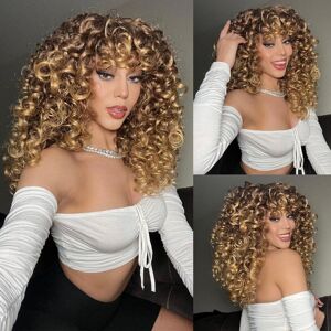 Cocrowns Curly Wig With Bangs For Black Women Long Curly Shag Synthetic Hair Wigs Daily Cocrowns Curly Wig With Bangs For Black Women Long Curly Shag Synthetic Hair Wigs Daily