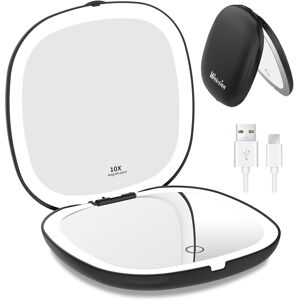 Wobsion Travel Mirror With Light For Makeup, 1x/10x Magnifying Compact Mirror F Wobsion Travel Mirror With Light For Makeup, 1x/10x Magnifying Compact Mirror F