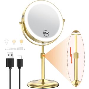 Benbilry Lighted Makeup Mirror With 3 Color Lights & 10x Magnification, Adjusta Benbilry Lighted Makeup Mirror With 3 Color Lights & 10x Magnification, Adjusta
