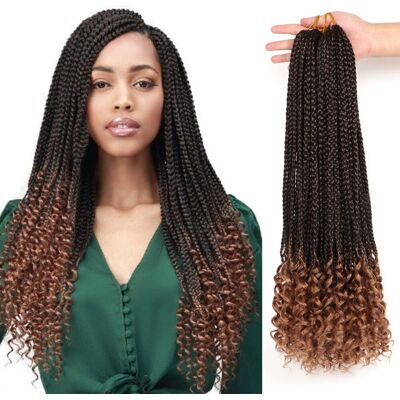 Llzbeautyhair 7 Packs/lot Goddess Box Braids Crochet Hair With Curly Ends - Braiding Hair Ext Llzbeautyhair 7 Packs/lot Goddess Box Braids Crochet Hair With Curly Ends - Braiding Hair Ext