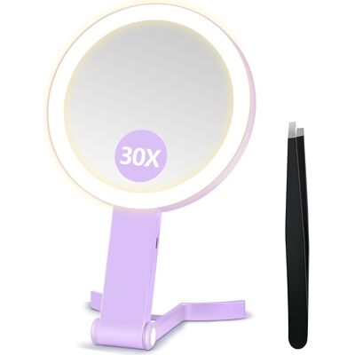 B Beauty Planet Makeup Mirror With Light, Double Sided 30x/1x Travel Magnifying B Beauty Planet Makeup Mirror With Light, Double Sided 30x/1x Travel Magnifying