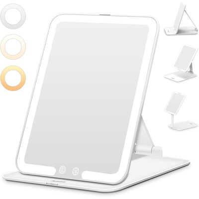 Auxmir Rechargeable Makeup Mirror, Portable Led Lighted Travel Mirror, Rotating Auxmir Rechargeable Makeup Mirror, Portable Led Lighted Travel Mirror, Rotating