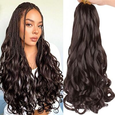 Enbeautiful French Curl Braiding Hair 24 Inch #4 Brown Pre Stretched Curly Brai Enbeautiful French Curl Braiding Hair 24 Inch #4 Brown Pre Stretched Curly Brai