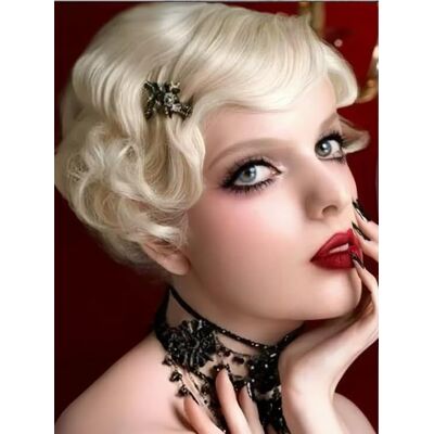 salaibs Blonde 1920s Wigs For Women Finger Wave Wig Short Curly Cosplay Heat Resistant salaibs Blonde 1920s Wigs For Women Finger Wave Wig Short Curly Cosplay Heat Resistant
